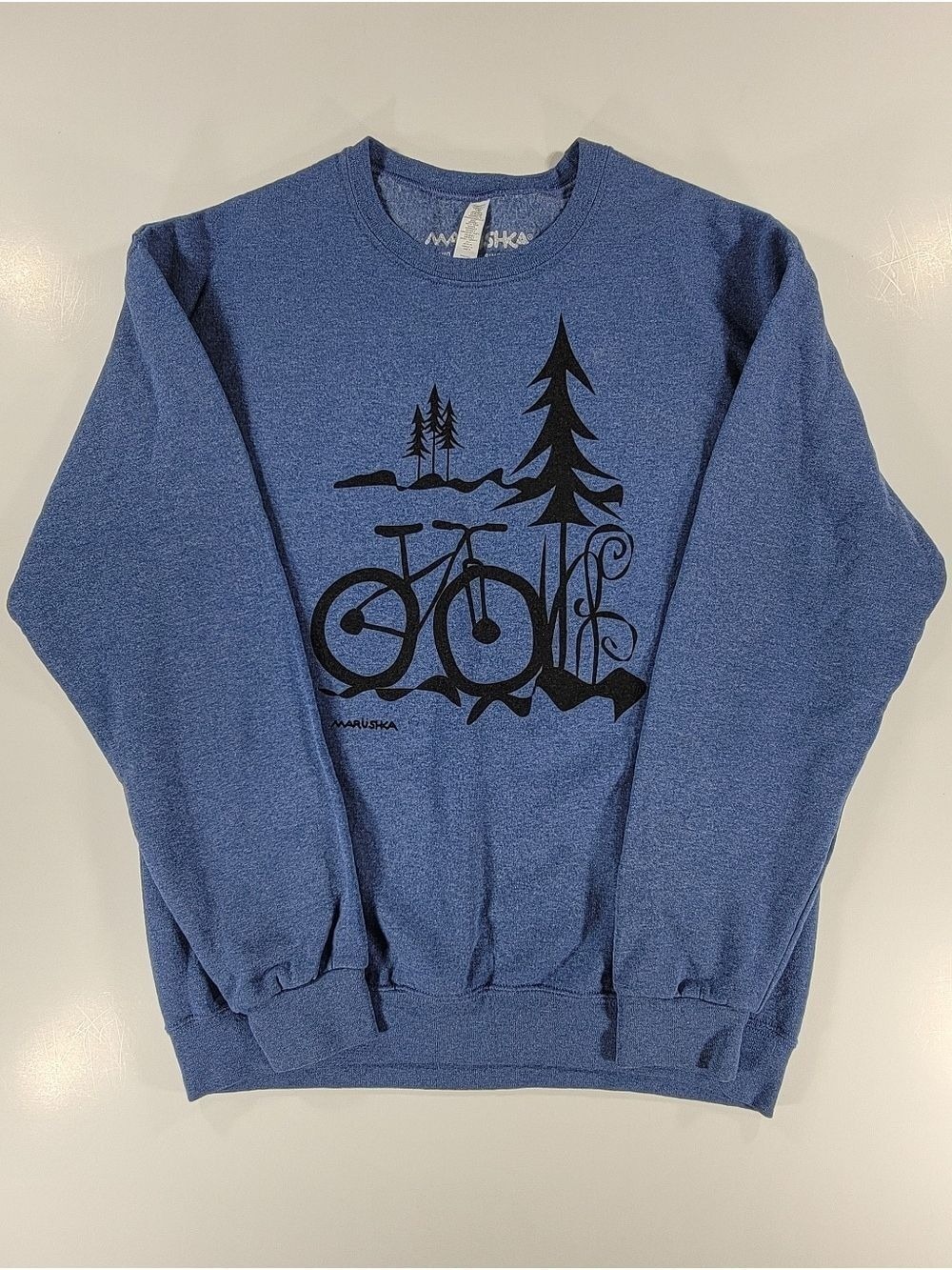Marushka Blue Sweatshirt Graphic Outdoors Bike Trees Medium Cycling Hiking Camp